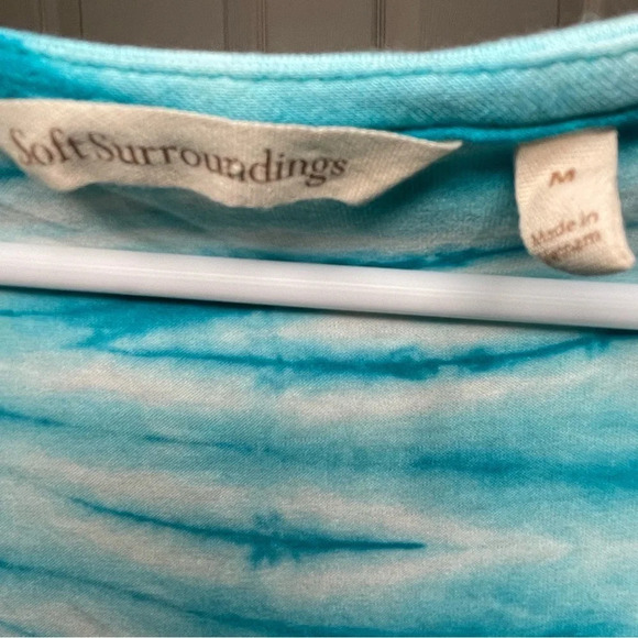 SOFT SURROUNDINGS Tunic Mira Costa Turquoise Tie Dye Size Medium Boho Rhinestone - Picture 5 of 7